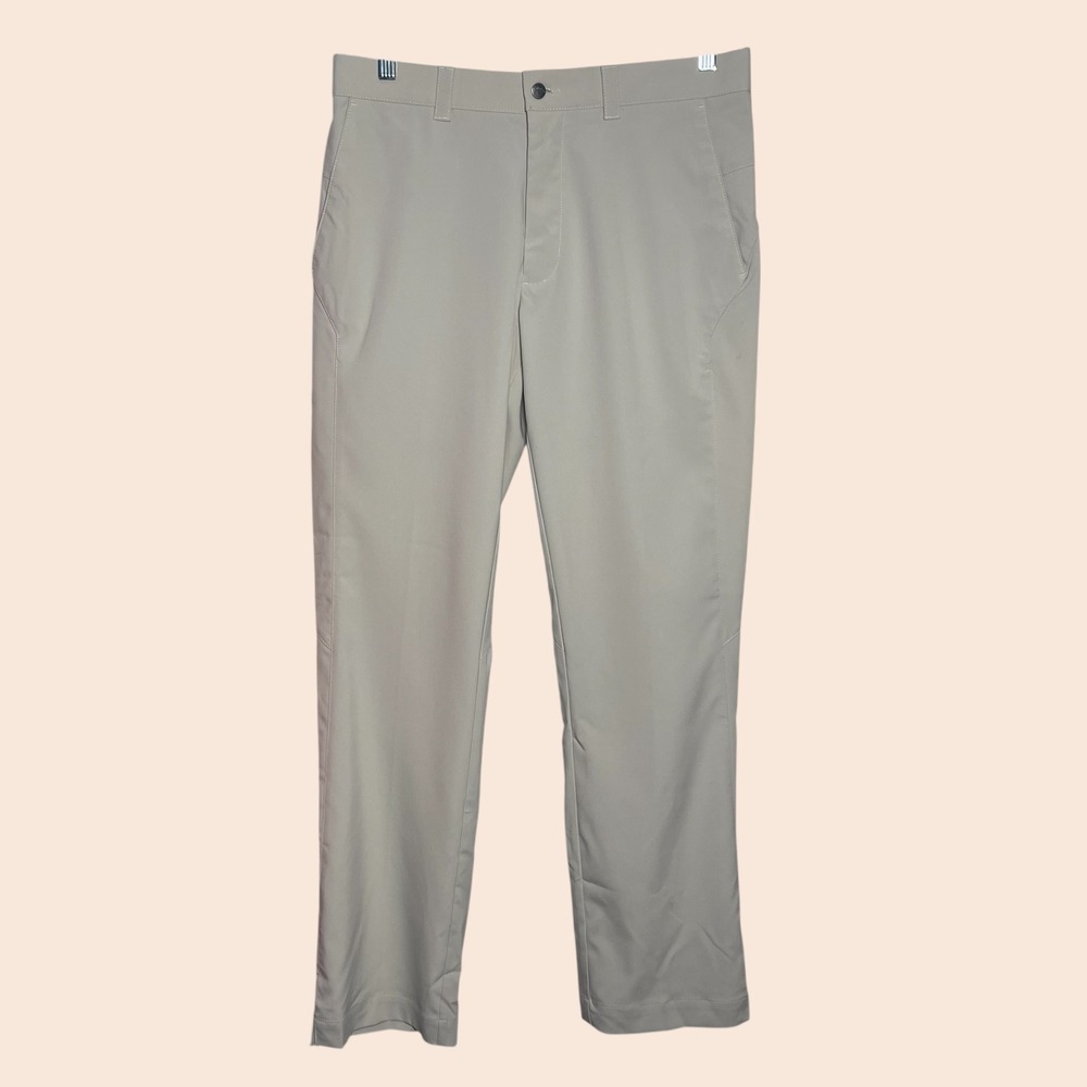 Callaway Mens Golf Pants Beige Flat Front Straight Fit Polyester Size 36x32‎